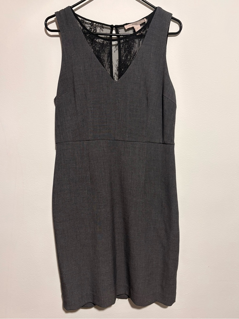 Forever 21 Gray Sleeveless V-Neck Sheath Dress with Lace Size L - Used
